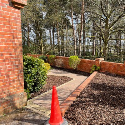 Road duct and mulch at Bordon Military Cemetery