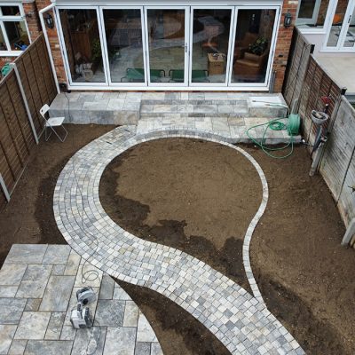 Pine Ridge bespoke paving installation in Winchfield Court