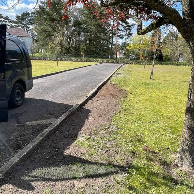 Road duct and mulch at Bordon Military Cemetery